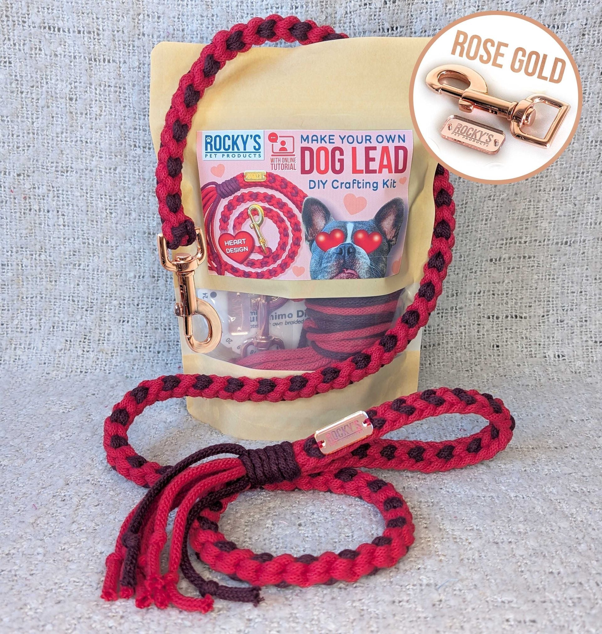 Heart Pattern Red Valentine's Day Make Your Own Dog Lead Craft Kit
